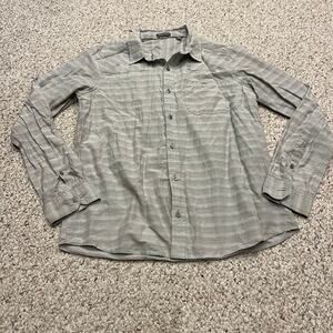 Toad & Co Men's Wanderer Long Sleeve Button Down Shirt Sz M Gray Outdoor Hike